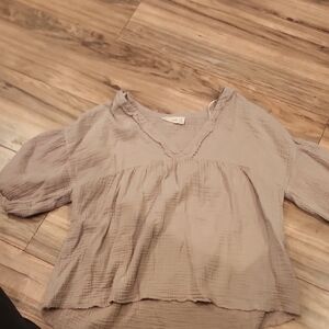 Women's V-Neck Blouse - Light Gray